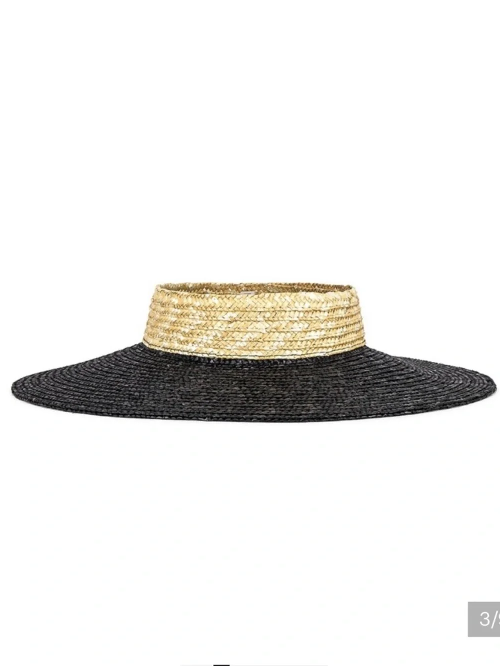 BRIXTON Joanna Wheat Straw Hat in Black and Honey Sz M/L